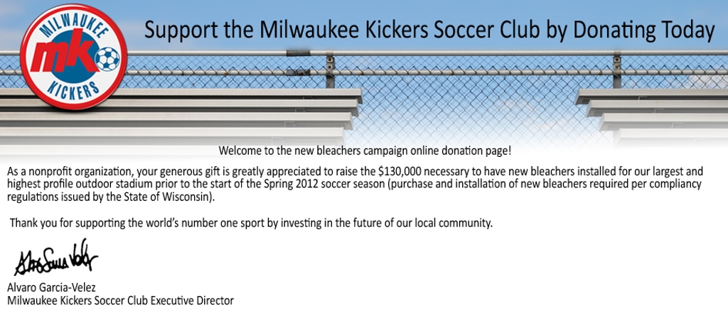 Milwaukee Kickers Soccer Club - Bleachers Donation Site