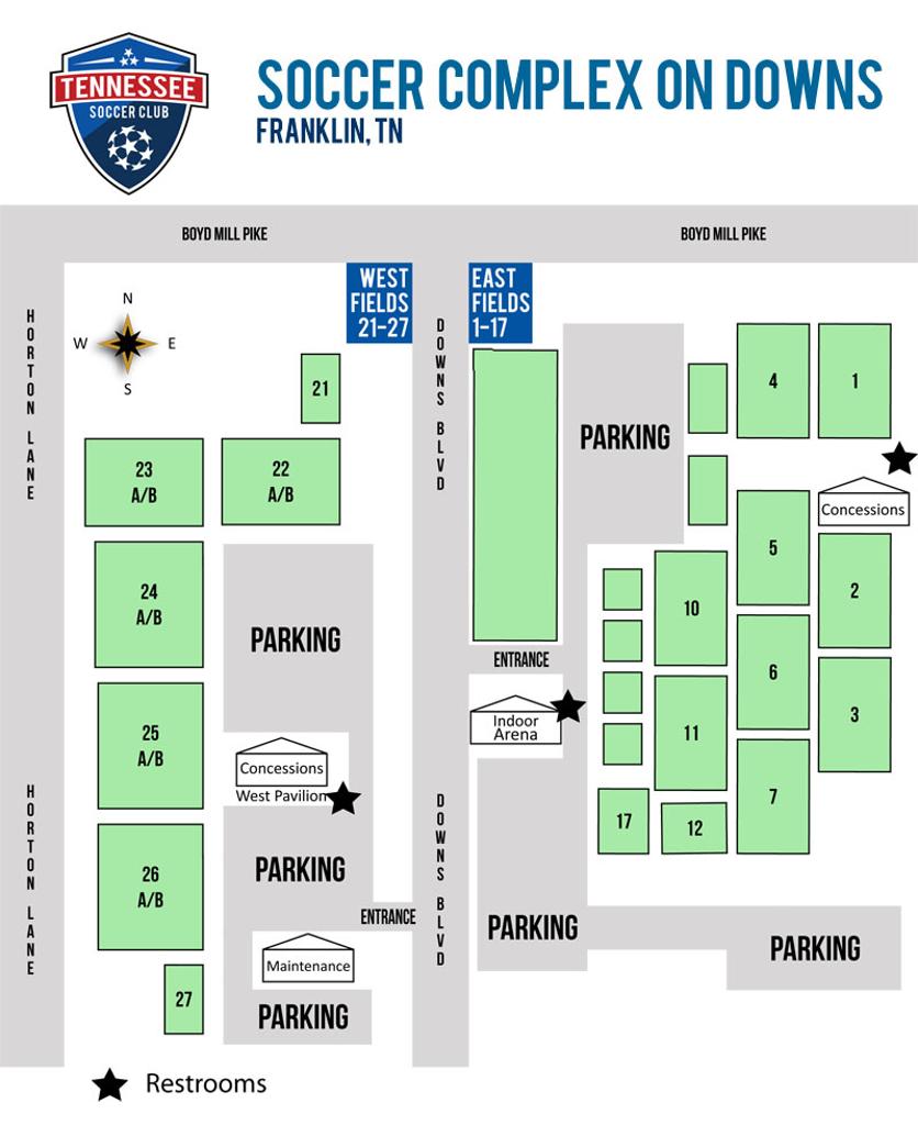 Soccer Complex on Downs Field Map
