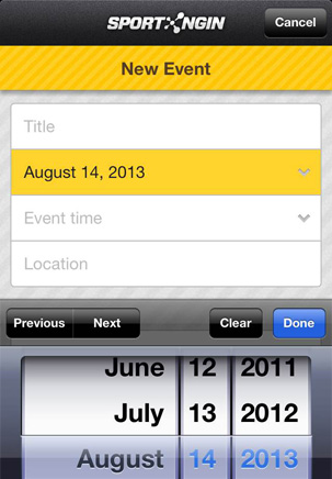 Sport Ngin Mobile Create Events
