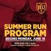 Graphic: Summer Run Program begins Monday, June 16. Mon-Wed-Fri 7-8am. Nokomis Community Center parking lot.