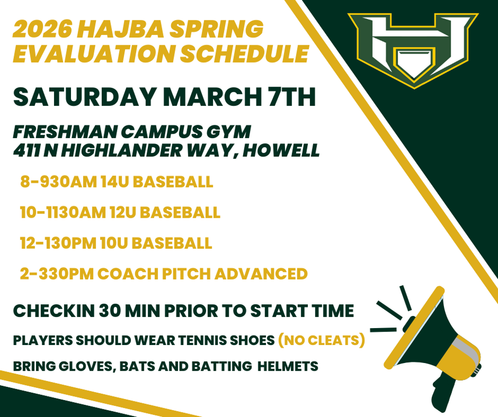 Spring Evaluation Schedule