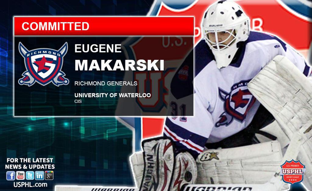 Brandon Ritchey Richmond Generals Goaltender, Eugene Markarski, Makes College Choice
