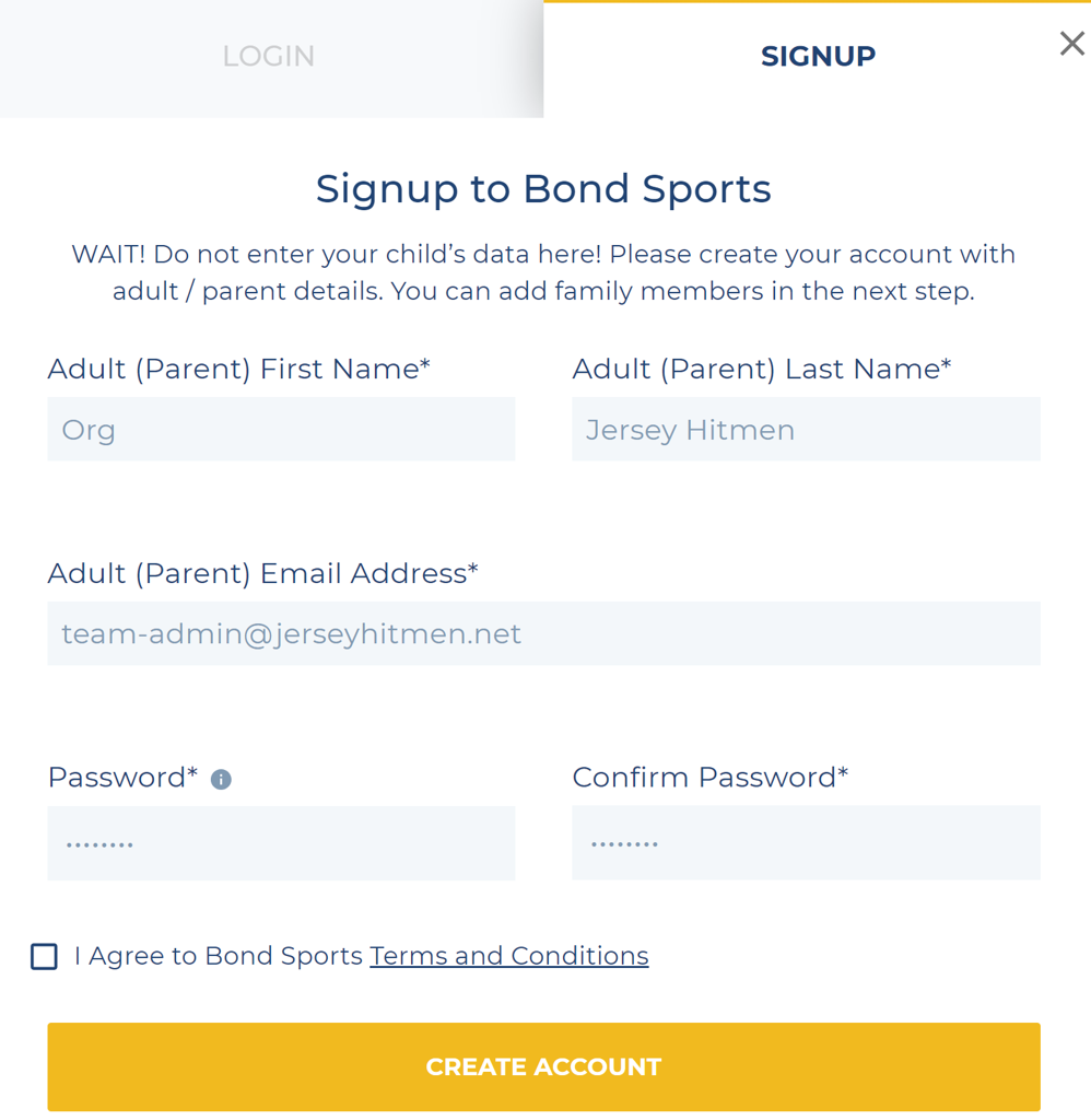 Signup to Bond Sports