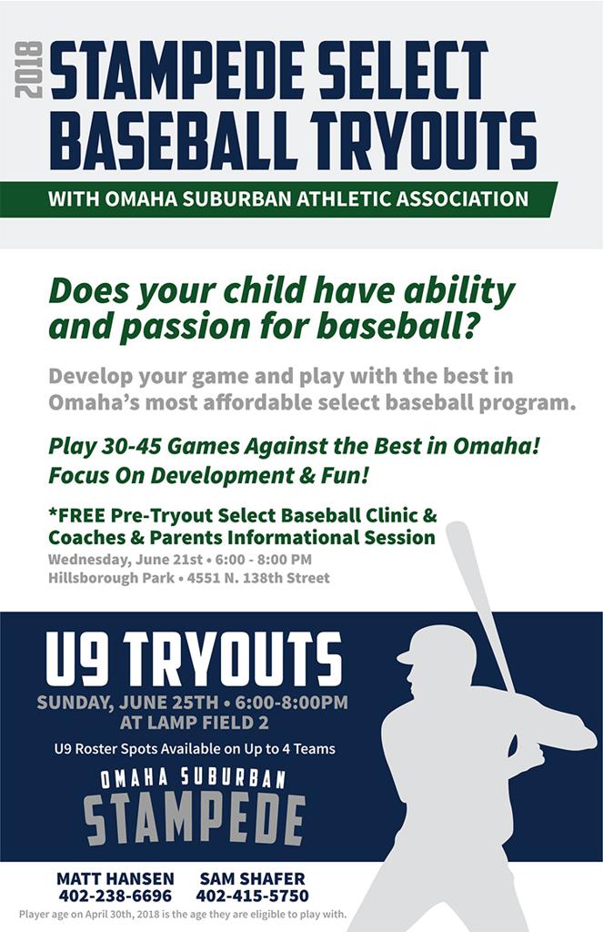 2017 18 stampede 8u and 9u tryouts baseball tryout flyer