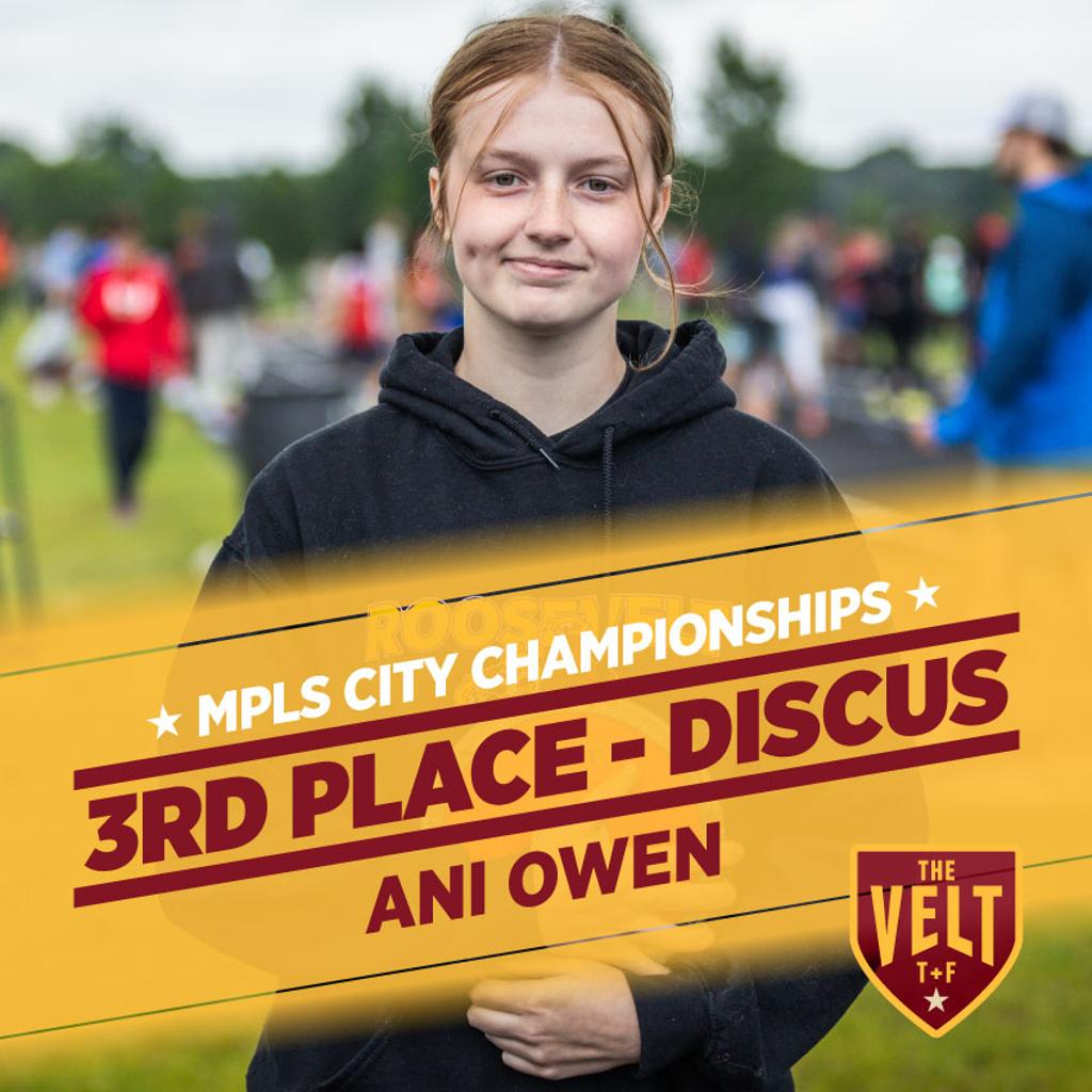 Graphic: Minneapolis City Championships 3rd place - Discus, Ani Owen
