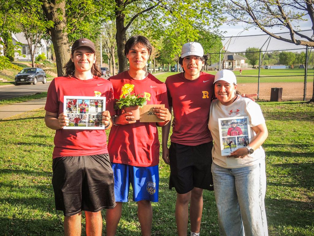 Minneapolis Roosevelt Boys Tennis Seniors pose during their Senior Night Celebration