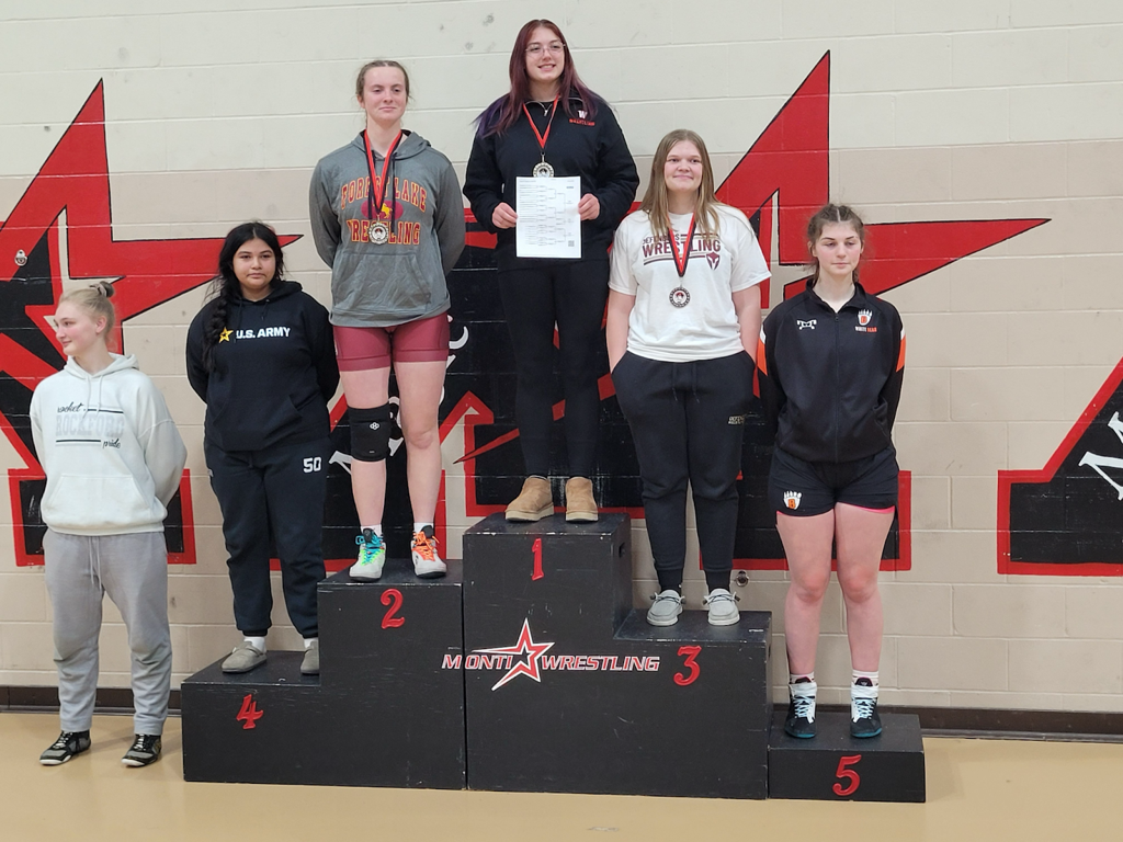 Senior Delaney Parker stands at the top of the podium after a dominant performance in the Monticello Girls Invite.