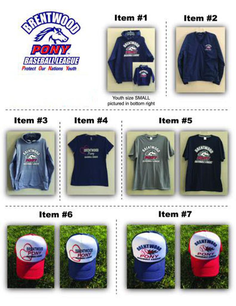 brentwood pony baseball league merchandise