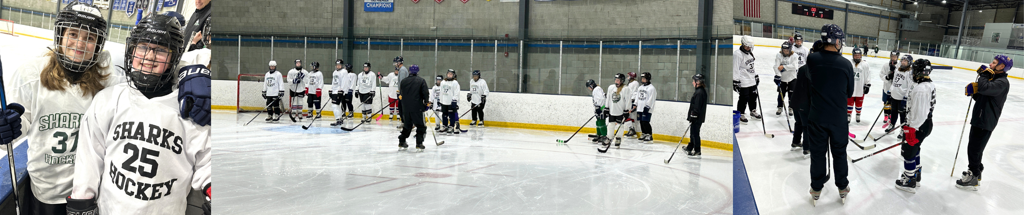 Girls from Learn to Play Clinic before a scrimmage